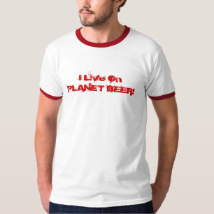 T-shirt rouge de sonnerie de bière de planète