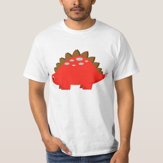 T-shirt rouge de Stegosaurus (Devant)