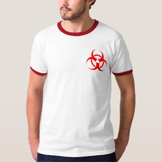 T-shirt rouge de symbole de Biohazard (Devant)
