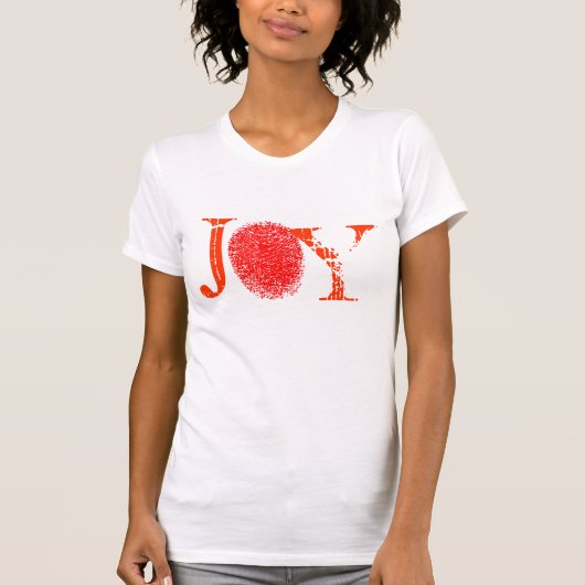 T-shirt rouge d'empreinte digitale de joie (Devant)