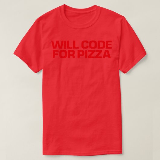 T-shirt Rouge Dit Drôle Code Pour La Pizza (Design devant)