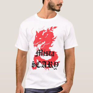 T-shirt rouge EFFRAYANT de logo de noir de dragon