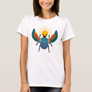 T-shirt Rouge égyptien ancien coloré roulant soleil