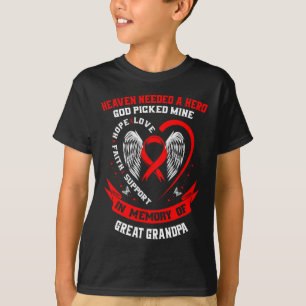 T-shirt Rouge En Mémoire De Grand-Père Maladie Cardiaque C