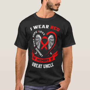 T-shirt Rouge En Mémoire Du Grand Oncle Maladie Cardiaque