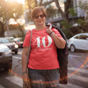 T-shirt Rouge et Blanc 40 & Fabulous Typographie