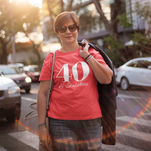 T-shirt Rouge et Blanc 40 & Fabulous Typographie