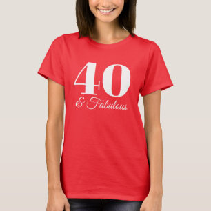 T-shirt Rouge et Blanc 40 & Fabulous Typographie