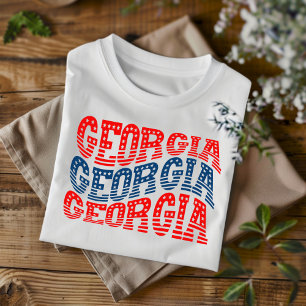 T-shirt rouge et bleu de Géorgie patriotique