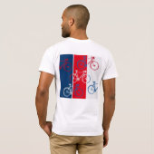 T-shirt rouge et bleu, graphique et cool va à vélo (Dos entier)