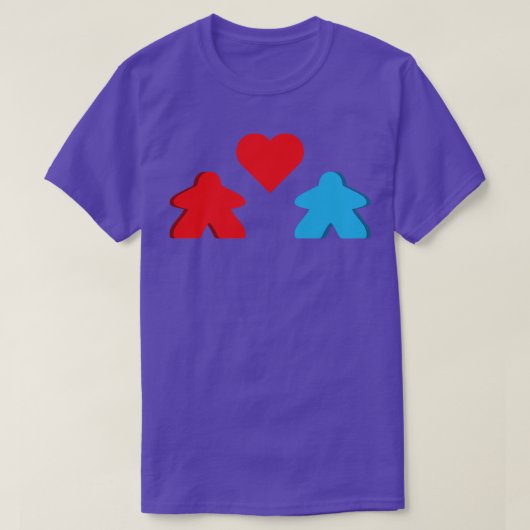 T-shirt Rouge Et Bleu Meeple Couple Jeu Valentines D (Design devant)