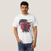 T-shirt rouge et noir de samouraï (Devant entier)