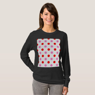 T-shirt Rouge et rose sur fond blanc à pois Design