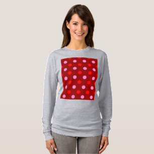 T-shirt Rouge et rose sur fond bordeaux à pois design