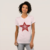 T-shirt rouge étoile rose (Devant entier)