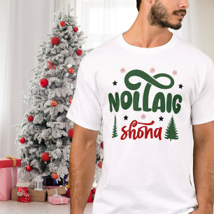 T-shirt Rouge festif et vert Nollaig Shona
