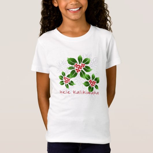 T-Shirt Rouge hawaïen de Noël de Mele Kalikimaka de houx (Devant)