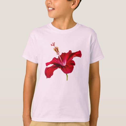 T-shirt Rouge Hibiscus Fleur Vue latérale Enfants (Devant)