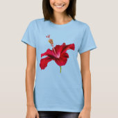T-shirt Rouge Hibiscus Fleur Vue latérale Femmes (Devant)
