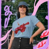 T-shirt Rouge Hibiscus Fleur Vue latérale Femmes