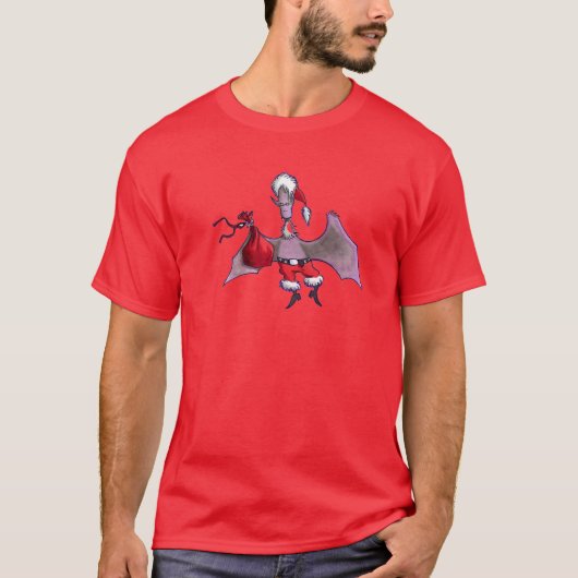 T-shirt rouge homme père Noël Bat (Devant)