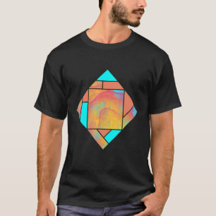 T-shirt Rouge jaune cyan fumée Motif de géométrie moderne