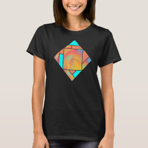 T-shirt Rouge jaune cyan fumée Motif de géométrie moderne