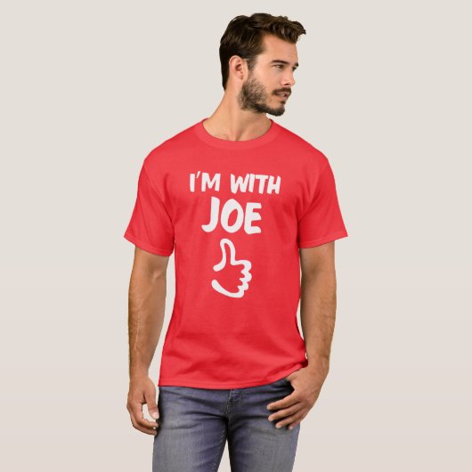 T-shirt Rouge je suis avec la chemise de Joe (Devant entier)