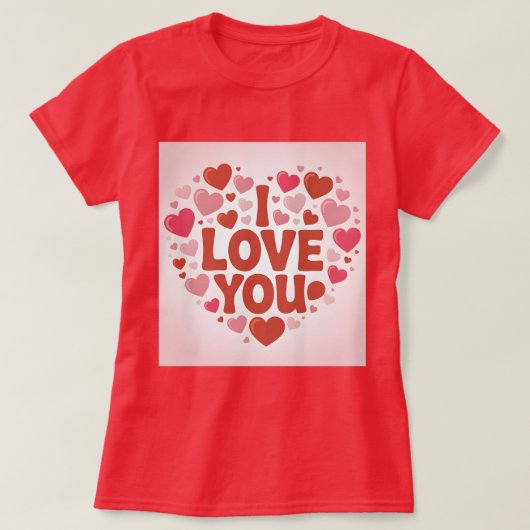 T-shirt rouge 'Je t'aime' (Design devant)