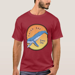 T-shirt rouge motif ronde Jour des terres baleine