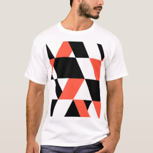 T-shirt Rouge-noir, moderne, tendance, conception géométri