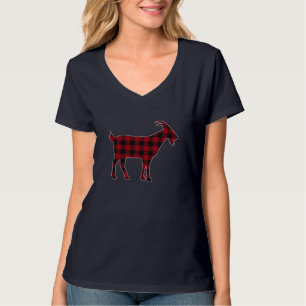 T-shirt Rouge Noir Plaid Chèvre Lover Farmer Famille corre