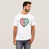 T-shirt Rouge Noir Vert Floral Coeur Kwanzaa (Devant entier)