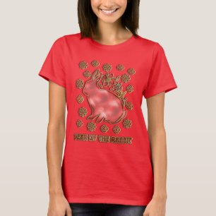 T-shirt Rouge Or 2023 Lapin Nouvel An Lunaire Chinois
