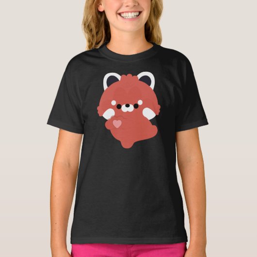 T-shirt Rouge Panda d'amour mignon (Devant)