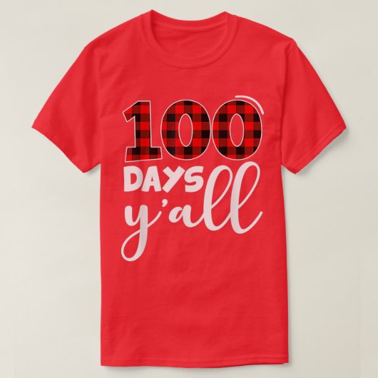 T-shirt Rouge Plaid 100 Jours Yx27all Funny 100ème Jour De (Design devant)
