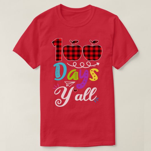 T-shirt Rouge Plaid 100 Jours Yx27all Funny 100ème Jour De (Design devant)