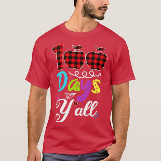 T-shirt Rouge Plaid 100 Jours Yx27all Funny 100ème Jour De