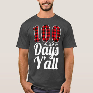 T-shirt Rouge Plaid 100 Jours Yx27all Funny 100ème Jour De