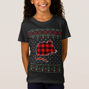 T-Shirt Rouge Plaid Animaux laides Sweater Noel Adulte Rat