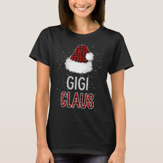 T-shirt Rouge Plaid Gigi Claus - Matching Family Funny Chr