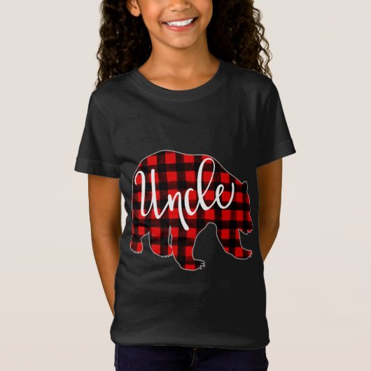 T-Shirt Rouge Plaid Oncle Ours Mappage Famille Noël Réveil (Devant)