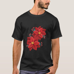 T-shirt Rouge Poinsettia joyeux Fleur de Noël Joyeux Noël