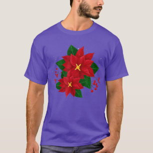 T-shirt Rouge Poinsettia Noël Noël Noël Noël Poinsettia Fl