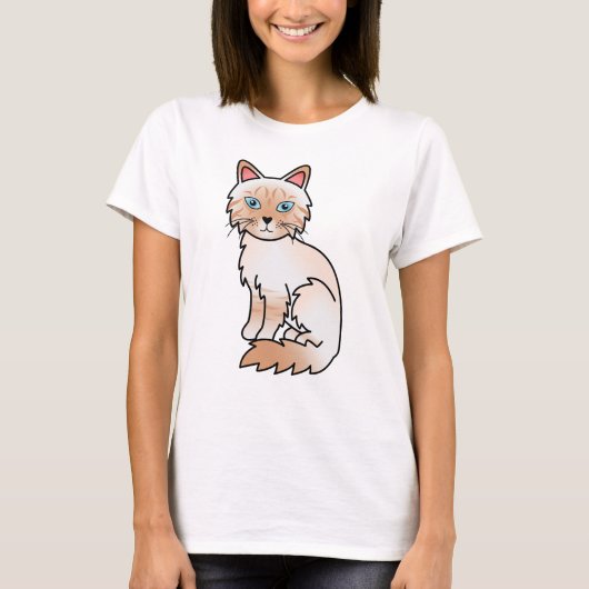 T-shirt Rouge pointe Tabby Birman / Ragdoll Chat mignon de (Devant)