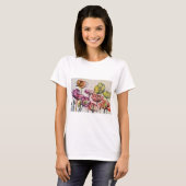 T-shirt Rouge Populaire floral Aquarelle Art Motif (Devant entier)