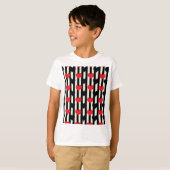 T-shirt Rouge rayé Noir Amour Coeur Motif Design (Devant entier)