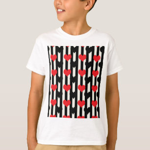 T-shirt Rouge rayé Noir Amour Coeur Motif Design