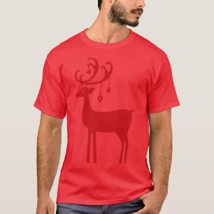 T-shirt Rouge renne de Noël Vintage scandinave