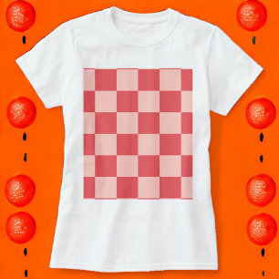 T-shirt Rouge rose À damiers En vichy Motif